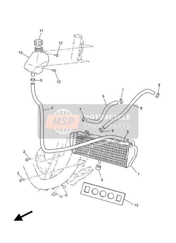 Yamaha CS50Z JOG RR 2012 Radiateur & Tuyau pour un 2012 Yamaha CS50Z JOG RR